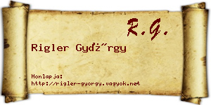 Rigler György névjegykártya
